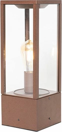 QAZQA Charlois - Lampe D'extérieur Sur Pied Industrielle | Lampadaire D'extérieur - 1 Lumière - H 40 Cm - Brun Rouille - Industriel - Éclairage Extérieur -Glass Vases Boutique de vente 564x1200 1