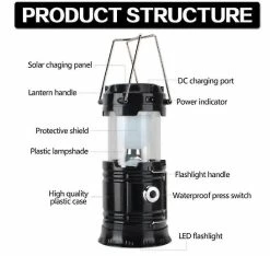 Unbranded Lampe De Camping USB Rechargeable Camping Light Tente Extérieure Lanterne Solar Power Lampe Pliable Lumière Torch_pp -Glass Vases Boutique de vente 568795166 max