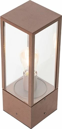 QAZQA Charlois - Lampe D'extérieur Sur Pied Industrielle | Lampadaire D'extérieur - 1 Lumière - H 40 Cm - Brun Rouille - Industriel - Éclairage Extérieur -Glass Vases Boutique de vente 580x1200
