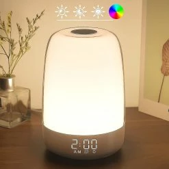 Mryenc Touch Wake Up Night Light Avec Sunrise Simulation Réveil, 3 Façons Dimmable Chaud Blanc Lampe De Chevet, Aide Au Sommeil Snooze Timer Mode
