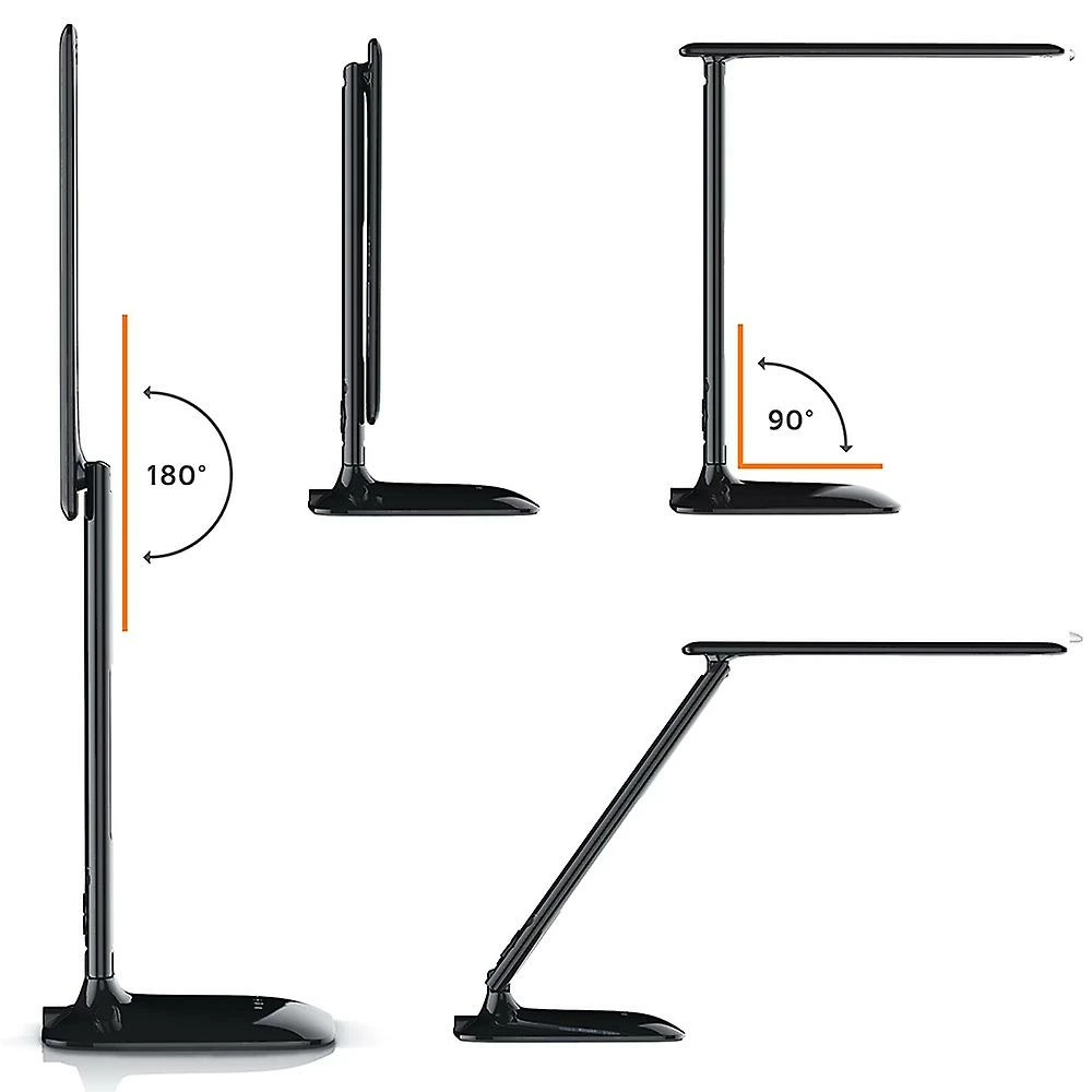 Jscxcf Lampe De Bureau LED Noire Avec Chargeur Sans Fil, Port De Charge USB, Lampe De Table Pliable Réglable Avec Horloge, Alarme, Date, Température, Dim à 5 Niveaux 3 Jscxcf Lampe De Bureau LED Noire Avec Chargeur Sans Fil, Port De Charge USB, Lampe De Table Pliable Réglable Avec Horloge, Alarme, Date, Température, Dim à 5 Niveaux – Image 3