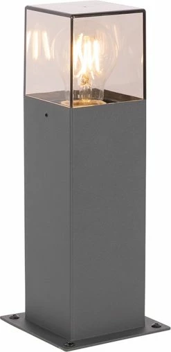 QAZQA Danemark - Lampe D'extérieur Sur Pied Moderne | Lampadaire Pour Extérieur - 1 Lumière - H 30 Cm - Gris Foncé - Éclairage Extérieur -Glass Vases Boutique de vente 583x1200 1