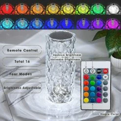Unbranded Lampe De Cristal Diamond Table Lamp Touch Control Rechargeable USB Bedside Night Lamp -Glass Vases Boutique de vente 586504972 max