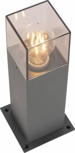 QAZQA Danemark - Lampe D'extérieur Sur Pied Moderne | Lampadaire Pour Extérieur - 1 Lumière - H 30 Cm - Gris Foncé - Éclairage Extérieur -Glass Vases Boutique de vente 591x1200