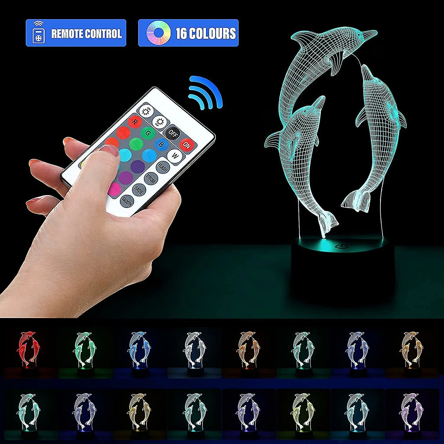 Unbranded 3d Night Light Kids, 3d Illusion Lampe 16 Couleurs Changent Avec Télécommande 2 Unbranded 3d Night Light Kids, 3d Illusion Lampe 16 Couleurs Changent Avec Télécommande – Image 2