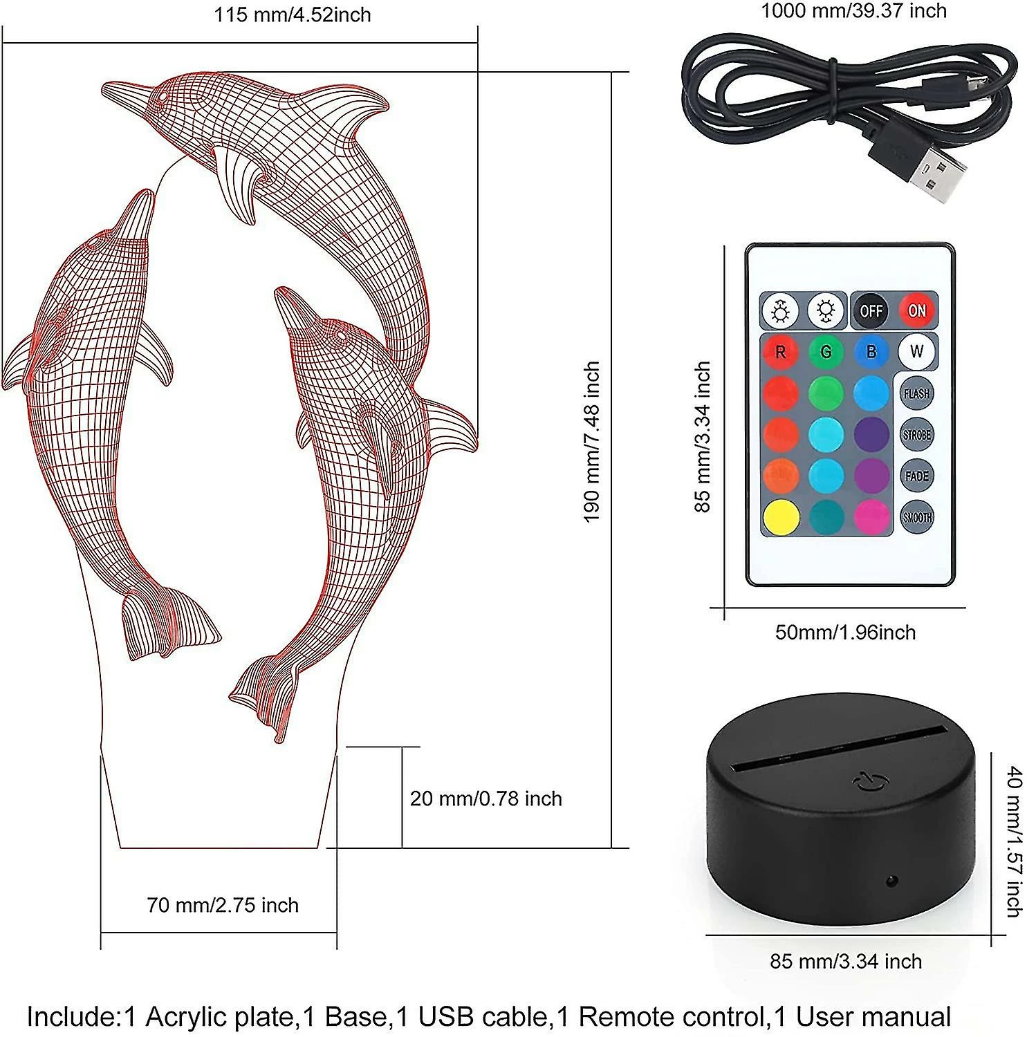 Unbranded 3d Night Light Kids, 3d Illusion Lampe 16 Couleurs Changent Avec Télécommande 3 Unbranded 3d Night Light Kids, 3d Illusion Lampe 16 Couleurs Changent Avec Télécommande – Image 3