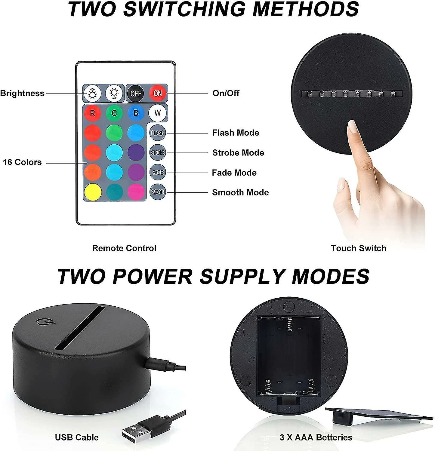 Unbranded 3d Night Light Kids, 3d Illusion Lampe 16 Couleurs Changent Avec Télécommande 4 Unbranded 3d Night Light Kids, 3d Illusion Lampe 16 Couleurs Changent Avec Télécommande – Image 4