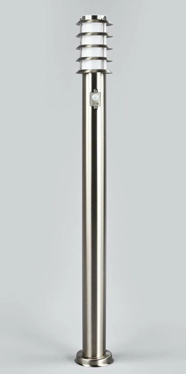 Lindby - Lampe D'extérieur Avec Capteur - 1 Lumière - Acier Inoxydable, Polycarbonate - H : 110 Cm - E27 - Acier Inoxydable, Blanc 5 Lindby - Lampe D'extérieur Avec Capteur - 1 Lumière - Acier Inoxydable, Polycarbonate - H : 110 Cm - E27 - Acier Inoxydable, Blanc – Image 5