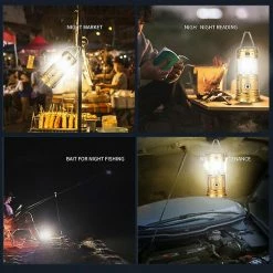 Szlwmy Led Camping Lamp Solar, Led Camping Lantern Imperméable à L’eau, Lampe D’urgence Avec Poignée, Besoin D’installer Une Batterie Pour Hikin -Glass Vases Boutique de vente 608784021 max