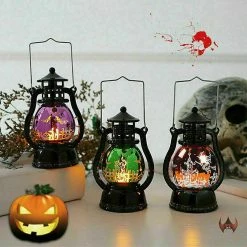 Yqxysh Halloween Led Lampe Flamme Lanterne Pendentif Décor Citrouille Château Sorcière Party Lumière
