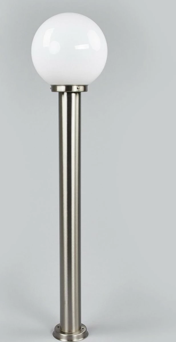 Lindby - Lampe D'extérieur - 1 Lumière - Acier Inoxydable, Plastique - H : 110 Cm - E27 - Acier Inoxydable, Blanc Opale 4 Lindby - Lampe D'extérieur - 1 Lumière - Acier Inoxydable, Plastique - H : 110 Cm - E27 - Acier Inoxydable, Blanc Opale – Image 4