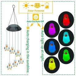 Favrison Pingouin Champignon Vent Solaire Chime Lampe Pendentifs Durables Led Cour Extérieure Jardin Décoration -Glass Vases Boutique de vente 618014368 max