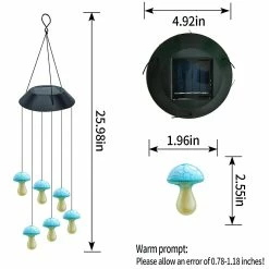 Favrison Pingouin Champignon Vent Solaire Chime Lampe Pendentifs Durables Led Cour Extérieure Jardin Décoration -Glass Vases Boutique de vente 618014607 max