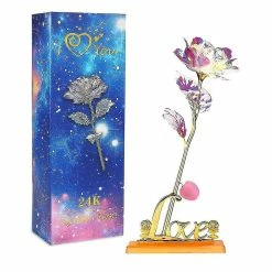Unbranded Feuille D’or Rose Rose + Lampe D’interrupteur De Cœur De Pêche + Base D’amour