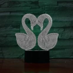 Unbranded Swan Couple 3d Led Night Light Kids Lampe De Table Chambre à Coucher