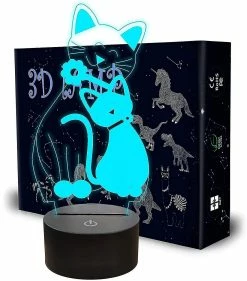 Unbranded Cat 3d Lamp, Animal Cat Kitty Led Night Light Touch Table Lampe De Bureau