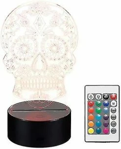 Unbranded Attoe Décoratif Effrayant Crâne 3d Illusion Lampe Led Halloween Nuit Ligh