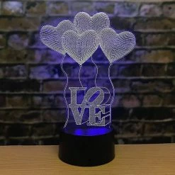 Unbranded 3d Illusion Lampe 4 Love Heart Ballons 7colors Changement Smart Touch Capteur Usb Batterie Pow