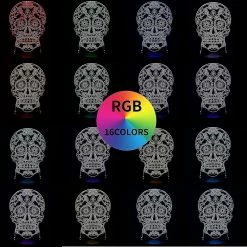 Unbranded Attoe Décoratif Effrayant Crâne 3d Illusion Lampe Led Halloween Nuit Ligh -Glass Vases Boutique de vente 621487857 max