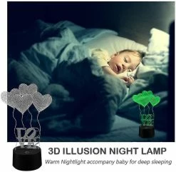 Unbranded 3d Illusion Lampe 4 Love Heart Ballons 7colors Changement Smart Touch Capteur Usb Batterie Pow -Glass Vases Boutique de vente 621488105 max