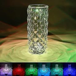 Unbranded Attoe Crystal Touch Lampe, Lampe De Chevet Rose, Lampe De Nuit De Contrôle De Capteur Avec Charge USB