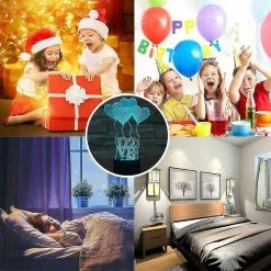 Unbranded 3d Illusion Lampe 4 Love Heart Ballons 7colors Changement Smart Touch Capteur Usb Batterie Pow -Glass Vases Boutique de vente 621488523 max