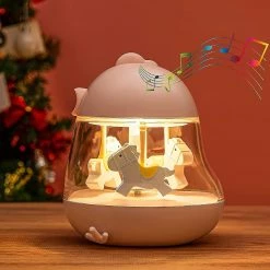 Unbranded Carrousel Music Box Night Light Pour Enfants, Mignon Bébé Tout-petit Nursery Chambre à Coucher Lampe, USB