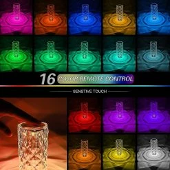Unbranded Attoe Crystal Touch Lampe, Lampe De Chevet Rose, Lampe De Nuit De Contrôle De Capteur Avec Charge USB -Glass Vases Boutique de vente 621488960 max