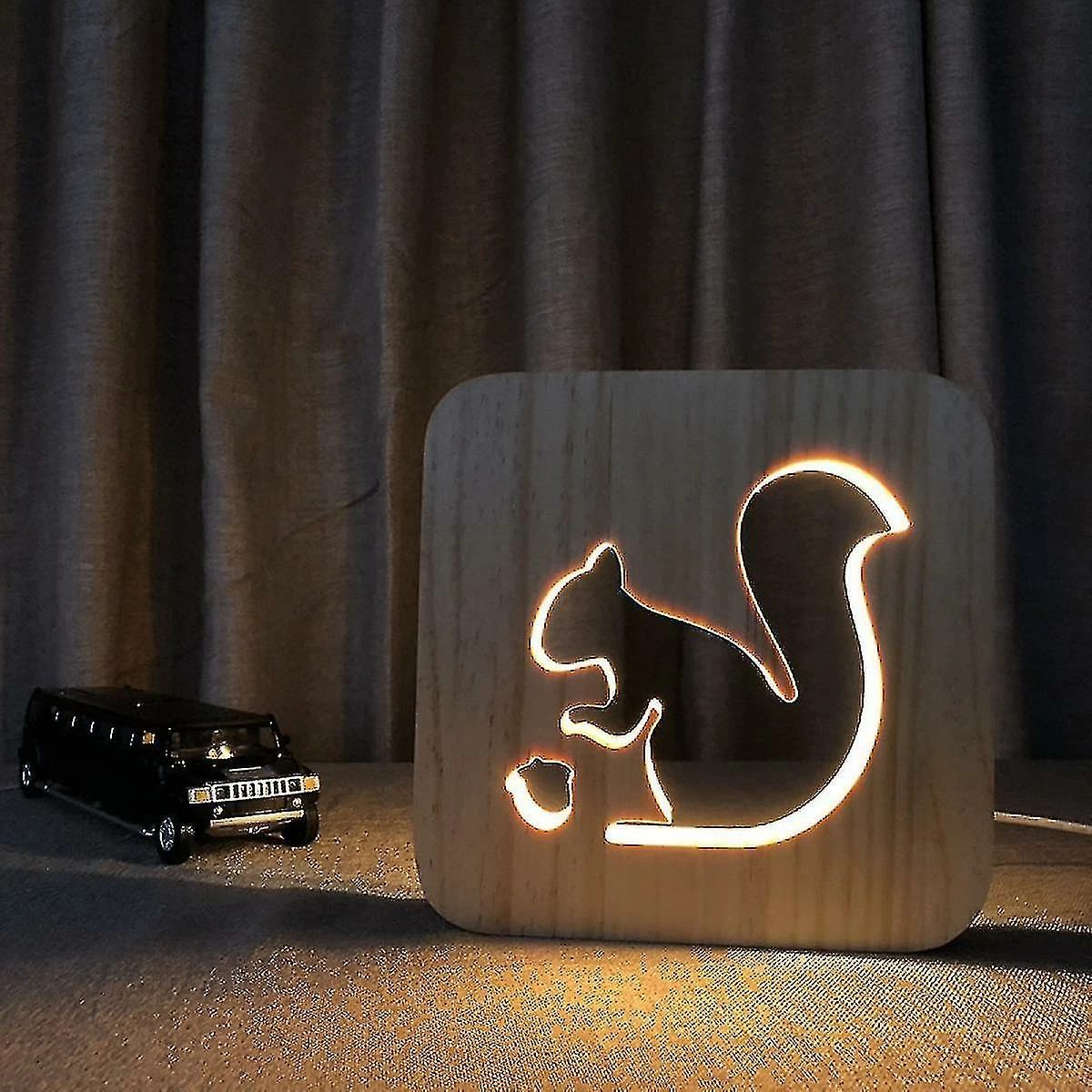 Unbranded Veilleuse Pour Enfants Écureuil En Bois 3D Lampe Créative Lumières En Bois Simple 1 Unbranded Veilleuse Pour Enfants Écureuil En Bois 3D Lampe Créative Lumières En Bois Simple