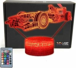 Unbranded Wekity Formula F1 Race Sports Car Roadster Illusion Led Lampe De Table Décor Veilleuse Avec