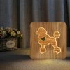 Unbranded Ampoule Veilleuse Pour Caniche Bois 3D Lampe Créative Lumière En Bois