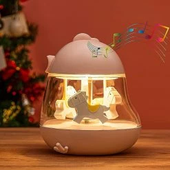 Unbranded Carrousel Music Box Night Light Pour Enfants, Mignon Bébé Tout-petit Nursery Chambre à Coucher Lampe, USB -Glass Vases Boutique de vente 621489481 max