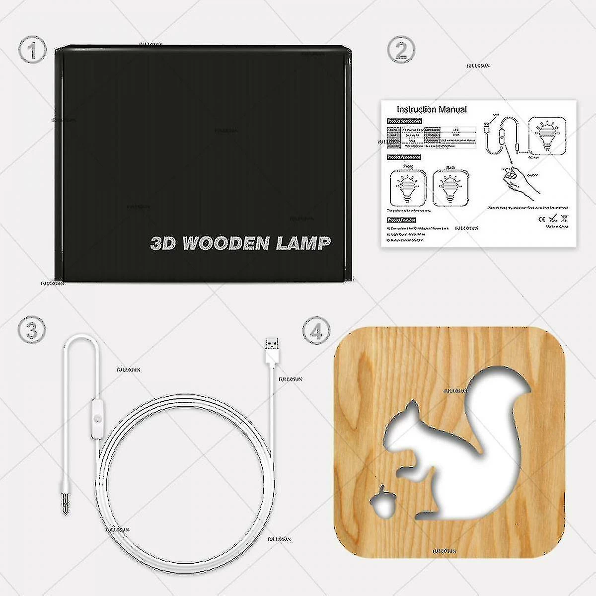 Unbranded Veilleuse Pour Enfants Écureuil En Bois 3D Lampe Créative Lumières En Bois Simple 3 Unbranded Veilleuse Pour Enfants Écureuil En Bois 3D Lampe Créative Lumières En Bois Simple – Image 3