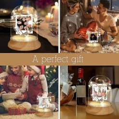 Unbranded Lampe De Nuit Personnalisée Avec Photo, Lumière De Nuit Photo Personnalisée Dans Un Dôme En Verre Avec Ficelle à Led -Glass Vases Boutique de vente 621489849 max