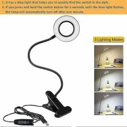 Unbranded Lampe De Bureau à Pince USB, 3 Couleurs Et 10 Luminosité Réglables -Glass Vases Boutique de vente 621490911 max