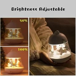 Unbranded Carrousel Music Box Night Light Pour Enfants, Mignon Bébé Tout-petit Nursery Chambre à Coucher Lampe, USB -Glass Vases Boutique de vente 621492295 max