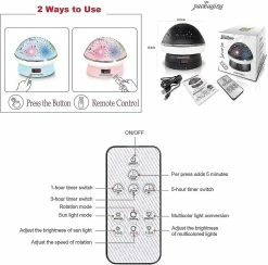 Unbranded Star Projector Night Light Pour Enfants Minuterie Lampe Bébé Avec Télécommande 16 Rotati Colorés -Glass Vases Boutique de vente 621498809 max