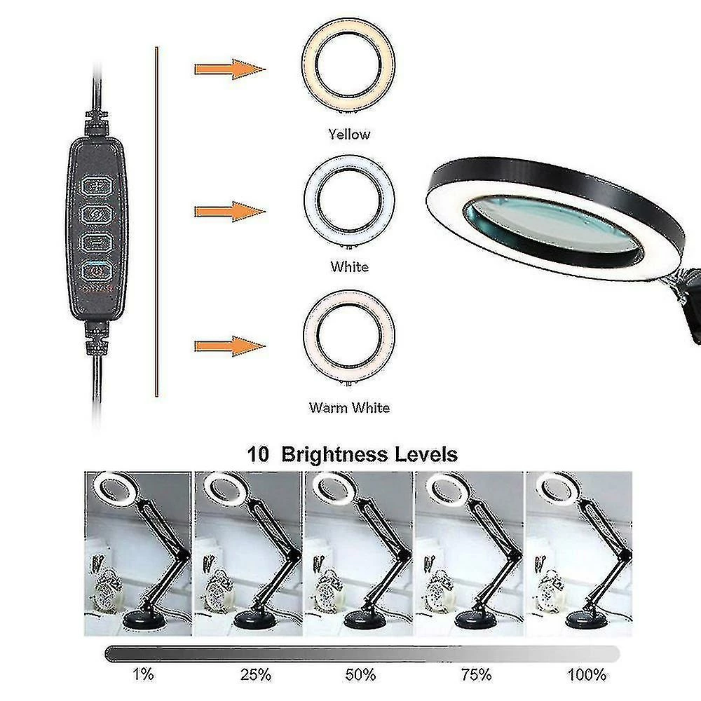 Unbranded Loupe Avec 64 Leds Lampe De Bureau 8 Fois Grossissement 10 Niveaux De Luminosité Réglable Dimmable 3 Unbranded Loupe Avec 64 Leds Lampe De Bureau 8 Fois Grossissement 10 Niveaux De Luminosité Réglable Dimmable – Image 3
