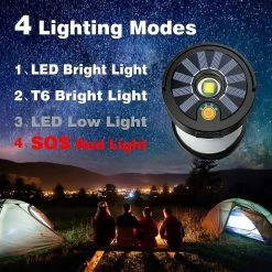 Nufasion Lumière De Camping Solaire, Led + T6 Dual Light Rechargeable Magnetic Attraction Tente Lampe, Étanche 4 Modes Lanterne Extérieure Pour Randonnée Camping Pêche Hun -Glass Vases Boutique de vente 637558840 max