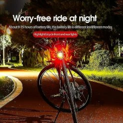 Unbranded Vélo Feu Arrière 3 Modes Vélo Lumière Imperméable à L’eau VTT Montagne Avertissement De Sécurité Routière Feu Arrière Cyclisme Lampe De Poche Accessoires De Vélo