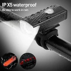 Unbranded Bike Light Led Bicycle Front Headlight Rear Taillight Usb Rechargeable Tail Light Lampe De Poche Cycling Light Accessoires De Vélo