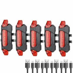 Unbranded 5 Ensembles Lampe De Poche Vélo Lumière Vélo VTT Route Lampe Frontale Vélo Phare Lanterne Cyclisme Éclairage Vélo Accessoires Usb Recharge