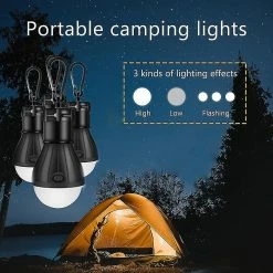 Unbranded Led Tente Lantern Lampe Lampe D’Urgence Ampoule Portable, Noir (4 Pack) -Glass Vases Boutique de vente 642772380 max