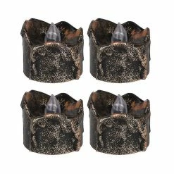 Unbranded 4pcs Halloween Led Bougie Lumière Bougie Électrique Lampe Bougie Lampe Cool Night Light Coquille Noire Avec Flash Jaune