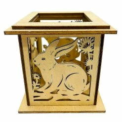 Unbranded Bois Pâques Lapin Lapin Boîte Décoration Led Lampe Nuit Lumière Mariage Ornement
