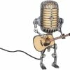 Unbranded Vintage Microphone Robot Lampe De Table Robot Lampe De Bureau Avec Une Guitare, Robot Rétro Touch Dimmer