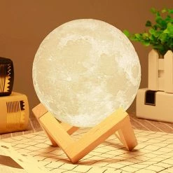 Unbranded Lampe Lune, 16 Couleurs Impression 3D Led Night Light Moon Light Avec Télécommande De Support, Réglage De L’heure Dimmable, USB Rechargeable Pour Kid Lover Birth [fr