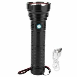 Unbrand Led Alliage D’aluminium 4622lm Éblouissement Imperméable à L’eau USB Charge Lampe De Poche Pour Spéléologie Campingblack