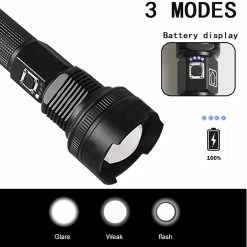 Unbrand Lampe De Poche Portable Ultra Puissante Réglable 3 Modes De Lumière Différents Pour Une Utilisation D’urgence En Extérieur -Glass Vases Boutique de vente 691042820 max