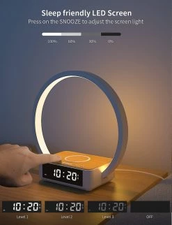 Dddd Lampe De Chevet à Led, Lampe De Bureau Veilleuse 3 Niveaux De Luminosité Et Chargeur Sans Fil Lampe D’horloge Réveil Lumière Et Charge USB Sensible Au Toucher -Glass Vases Boutique de vente 691342691 max